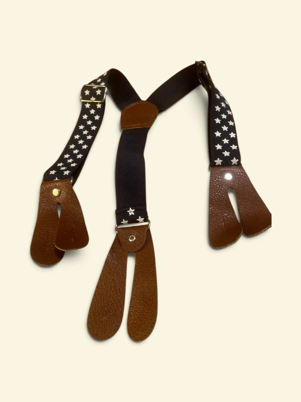 Kids Blue Star Suspenders with Brown Tabs